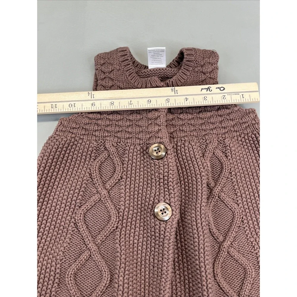 Gymboree Brown Waffle Knit Sweater Button Up Tank Top Cardigan Size 4